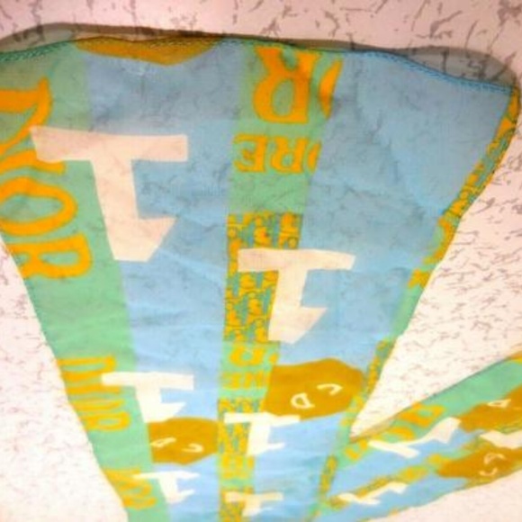 Dior Blue Gold Green Trotter Print Logo Silk Scarf - Picture 5 of 7